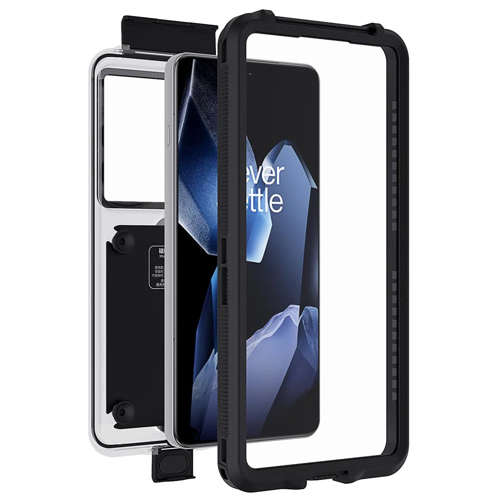 G82F IPX8 Waterproof Case for 5.4 - 7.0 Inch Phone Cover with Magnetic Charging Plate and Stand - Black - 3