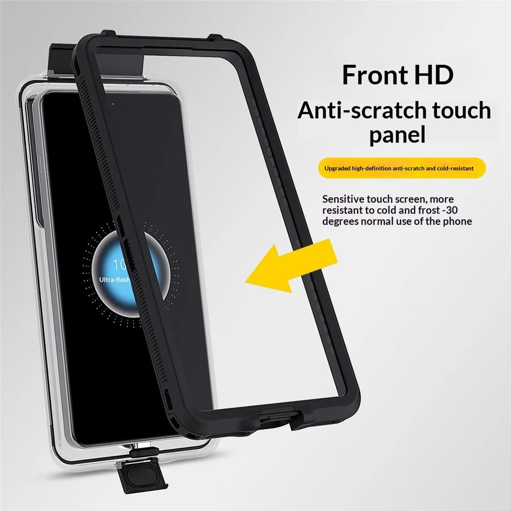 G82F IPX8 Waterproof Case for 5.4 - 7.0 Inch Phone Cover with Magnetic Charging Plate and Stand - Black - 4