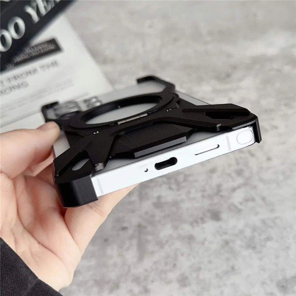 For Samsung Galaxy S26 Ultra Case Racing Car Style Magnetic Ring Kickstand Heat Dissipation Hollow Phone Cover - Orange - 5