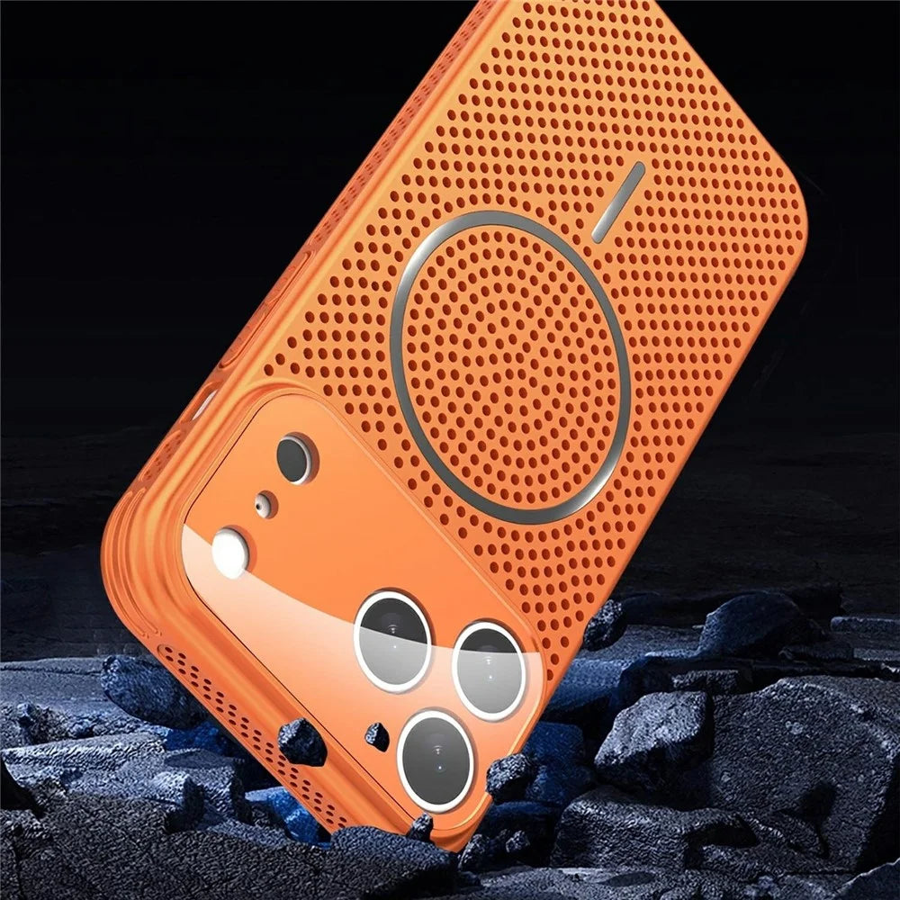 For iPhone 17 Pro Case Heat Dissipation PC + Aluminium Alloy Cooling Phone Cover with Lens Protector - Orange - 5