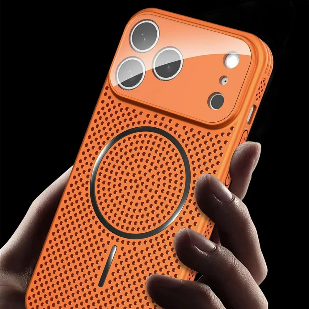 For iPhone 17 Pro Case Heat Dissipation PC + Aluminium Alloy Cooling Phone Cover with Lens Protector - Orange - 6