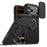 For iPhone 17 Pro Max Magnetic Case Ring Kickstand Slide Camera Cover TPU PC Hybrid Phone Shell - Black - 1