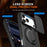For iPhone 17 Pro Max Magnetic Case Ring Kickstand Slide Camera Cover TPU PC Hybrid Phone Shell - Black - 3