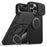 For iPhone 15 Pro Max Magnetic Case Ring Kickstand Slide Camera Cover TPU PC Hybrid Phone Shell - Black - 1