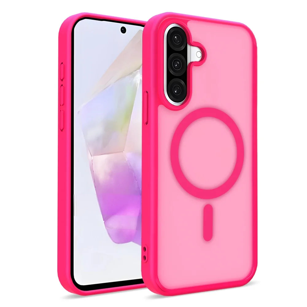 For Samsung Galaxy S26+ Magnetic Case Skin Touch TPU + PC 2.0mm Thickness Anti-drop Phone Cover - Rose - 1