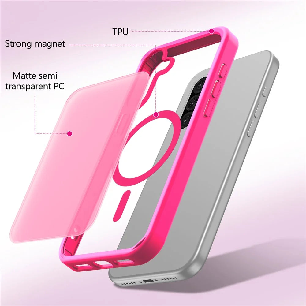 For Samsung Galaxy S26+ Magnetic Case Skin Touch TPU + PC 2.0mm Thickness Anti-drop Phone Cover - Rose - 2