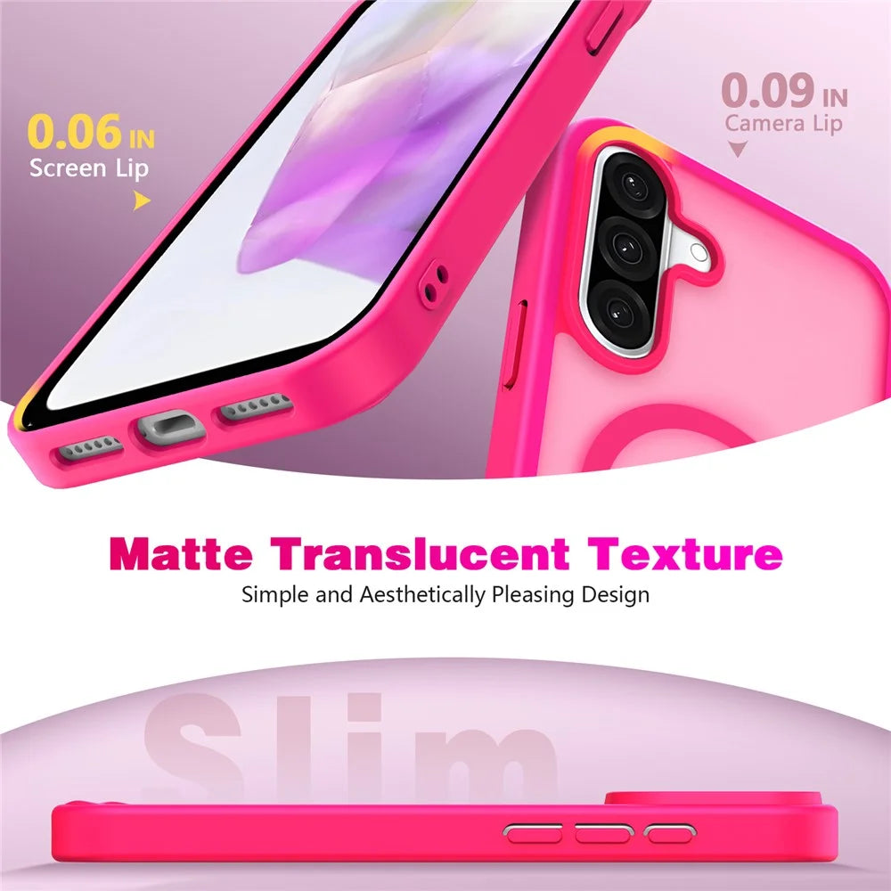 For Samsung Galaxy S26+ Magnetic Case Skin Touch TPU + PC 2.0mm Thickness Anti-drop Phone Cover - Rose - 5