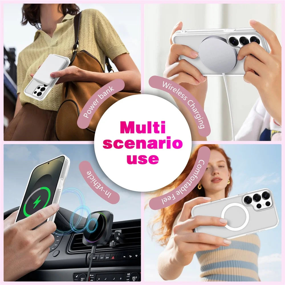 For Samsung Galaxy S24 Ultra Magnetic Case Skin Touch TPU + PC 2.0mm Thickness Anti-drop Phone Cover - White - 3