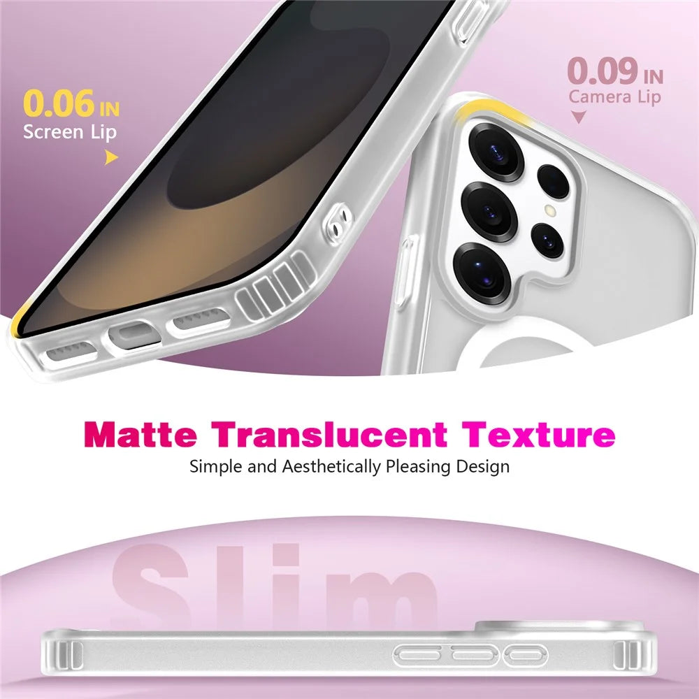 For Samsung Galaxy S24 Ultra Magnetic Case Skin Touch TPU + PC 2.0mm Thickness Anti-drop Phone Cover - White - 5