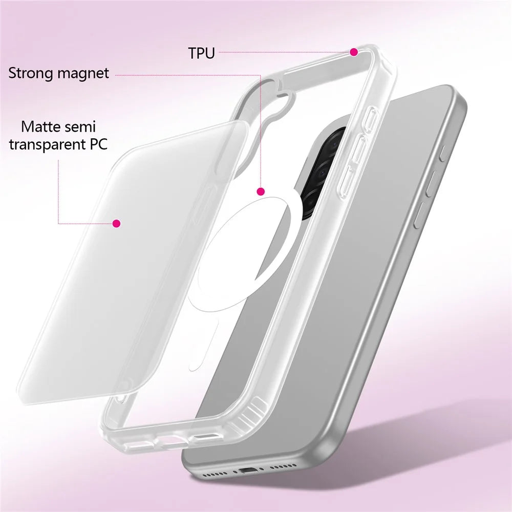For Samsung Galaxy A18 5G / A18 4G / A17 5G / A17 4G / A26 5G Magnetic Case Skin Touch TPU + PC 2.0mm Thickness Anti-drop Phone Cover - White - 2