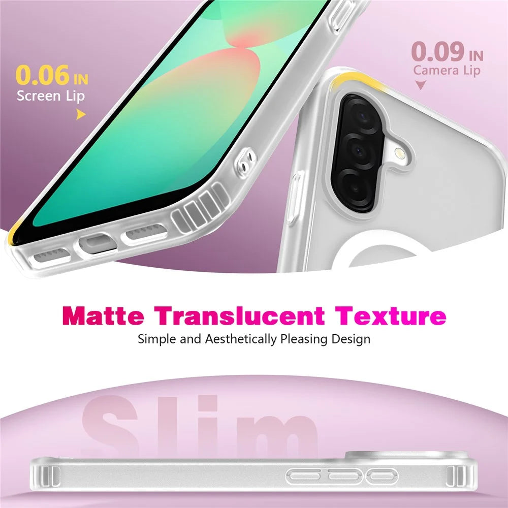 For Samsung Galaxy A18 5G / A18 4G / A17 5G / A17 4G / A26 5G Magnetic Case Skin Touch TPU + PC 2.0mm Thickness Anti-drop Phone Cover - White - 5