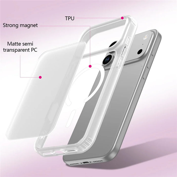 For iPhone 17 Pro Max Magnetic Case Skin Touch TPU + PC 2.0mm Thickness Anti-drop Phone Cover - White - 2