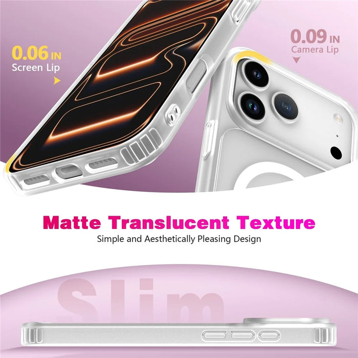 For iPhone 17 Pro Max Magnetic Case Skin Touch TPU + PC 2.0mm Thickness Anti-drop Phone Cover - White - 5