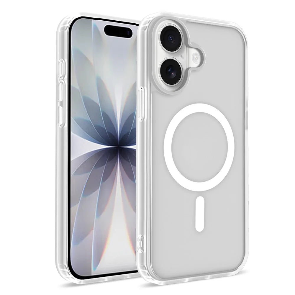For iPhone 17 Magnetic Case Skin Touch TPU + PC 2.0mm Thickness Anti-drop Phone Cover - White - 1