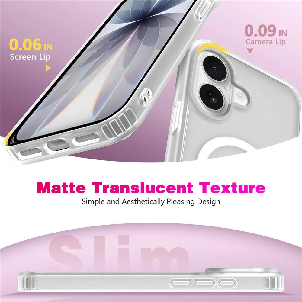 For iPhone 17 Magnetic Case Skin Touch TPU + PC 2.0mm Thickness Anti-drop Phone Cover - White - 5