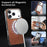 For iPhone 17 Pro Magnetic Phone Case with Grid Pattern Protective PU Leather + PC Cover - Brown - 6