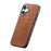 For iPhone 16 Magnetic Phone Case with Grid Pattern Protective PU Leather + PC Cover - Brown - 3
