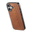 For iPhone 17 Magnetic Phone Case with Grid Pattern Protective PU Leather + PC Cover - Brown - 2