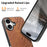 For iPhone 17 Magnetic Phone Case with Grid Pattern Protective PU Leather + PC Cover - Brown - 6
