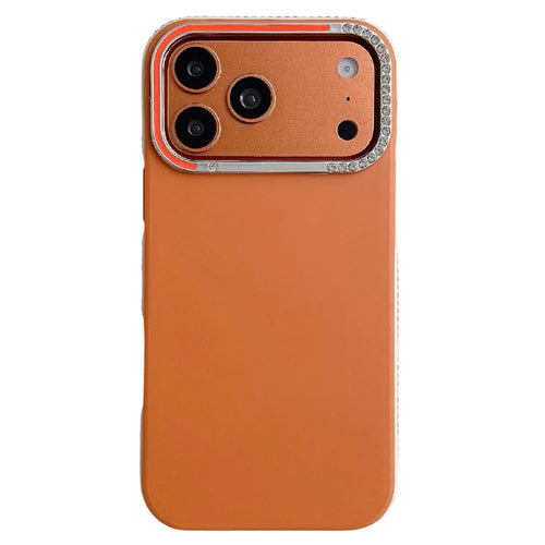 For iPhone  18 Pro / 17  Pro Case Glitter Diamond Edge TPU Acrylic Anti-fingerprint Matte Shockproof Cover - Orange - 1