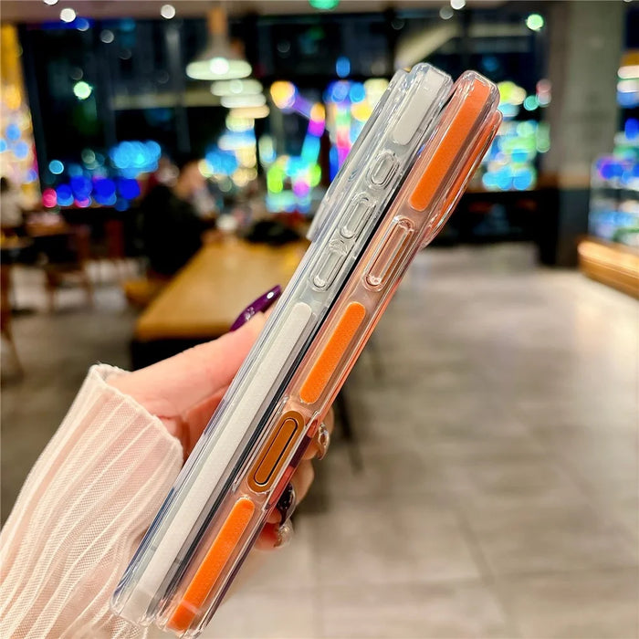For iPhone 17 Pro Magnetic Case Clear PC TPU TPE Shockproof Cover Compatible with MagSafe - Orange - 7
