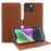 For iPhone 14 Leather Case Wallet Stand TPU + PU Skin-touch Cover - Brown - 1