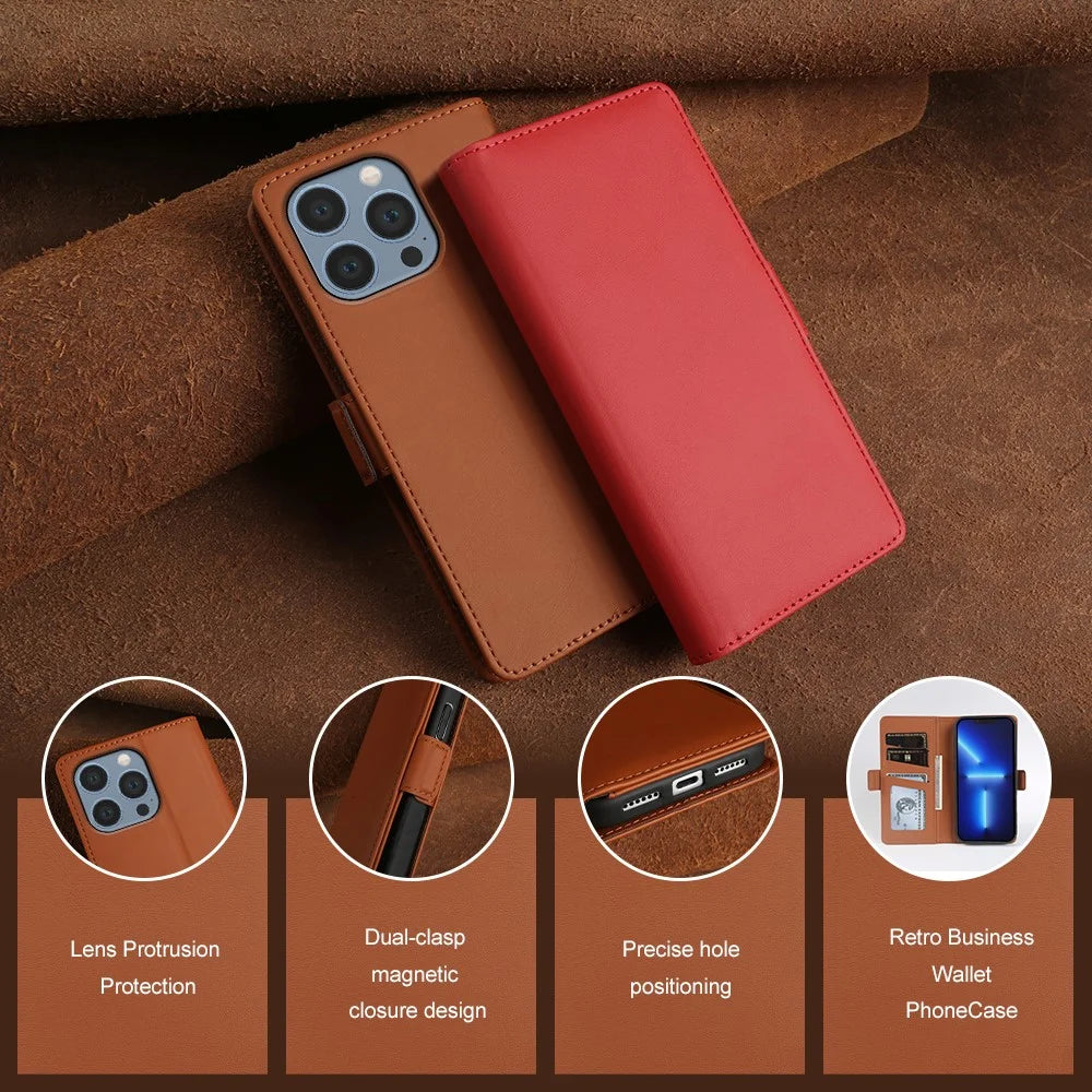 For iPhone 13 Pro Leather Case Wallet Stand TPU + PU Skin-touch Cover - Brown - 4