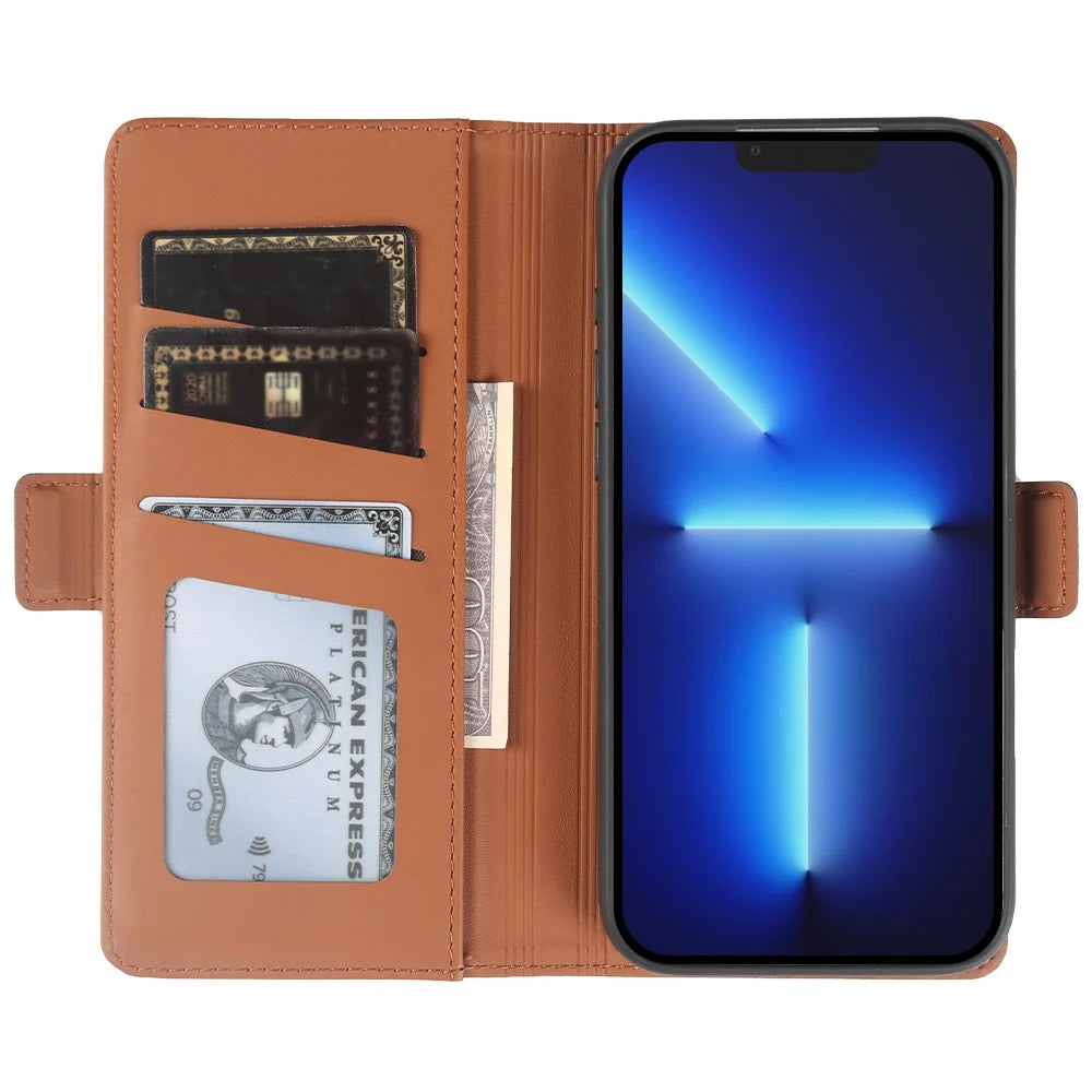 For iPhone 13 Pro Max Leather Case Wallet Stand TPU + PU Skin-touch Cover - Brown - 2