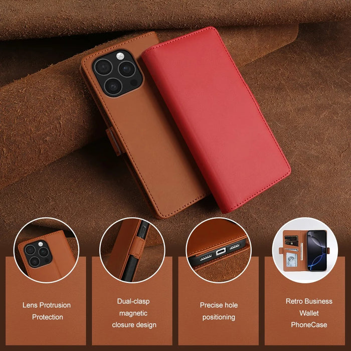 For iPhone 16 Pro Max Leather Case Wallet Stand TPU + PU Skin-touch Cover - Brown - 7