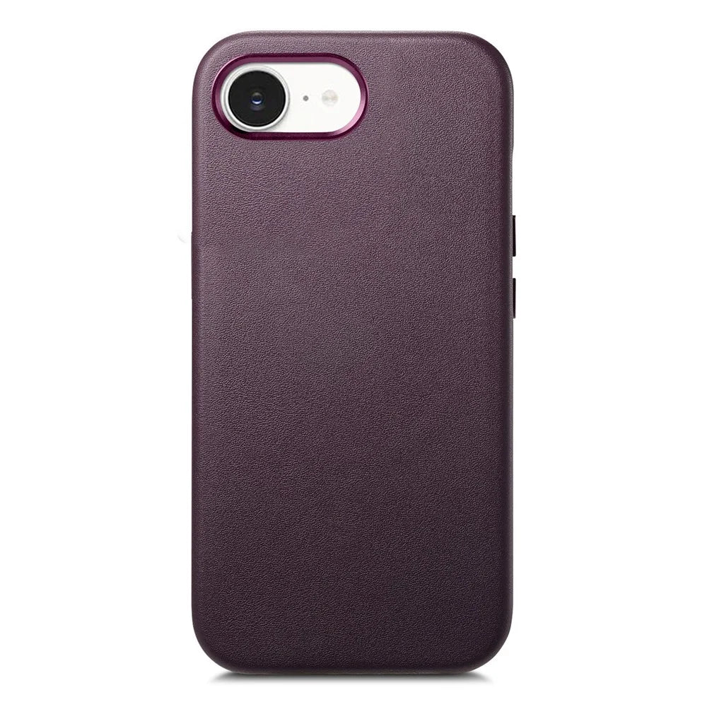 Magnetic Case For iPhone 17e  /  16e Leather+TPU Shockproof Phone Cover with Metal Buttons - Purple - 1