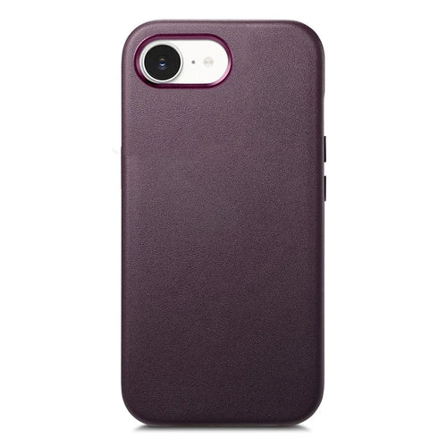 Magnetic Case For iPhone 17e  /  16e Leather+TPU Shockproof Phone Cover with Metal Buttons - Purple - 1