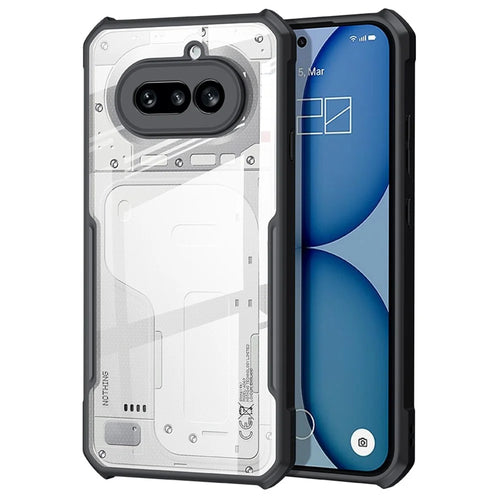 XUNDD For Nothing Phone (4a) Case Dropproof TPU + Acrylic Clear Back Phone Cover - Black - 1