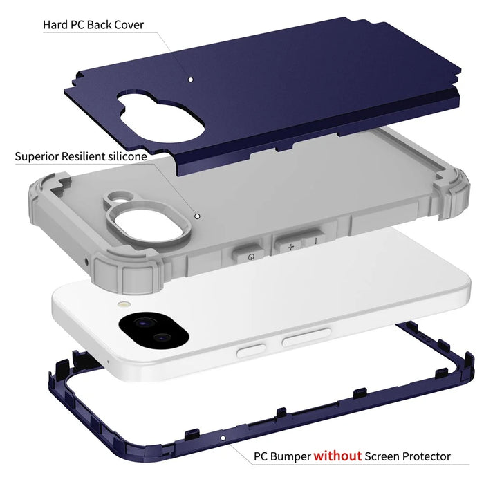 For Google Pixel 10a Case Shockproof PC + TPU Phone Back Cover - Navy Blue - 7