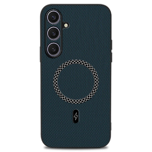 For Samsung Galaxy S25+ Case Triangle Texture PU Leather Shockproof Ultra Thin Cover - Blue - 1