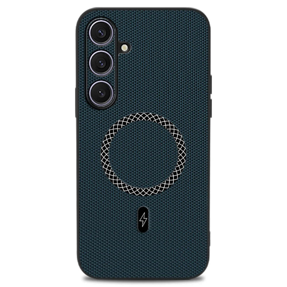 For Samsung Galaxy S25+ Case Triangle Texture PU Leather Shockproof Ultra Thin Cover - Blue - 1