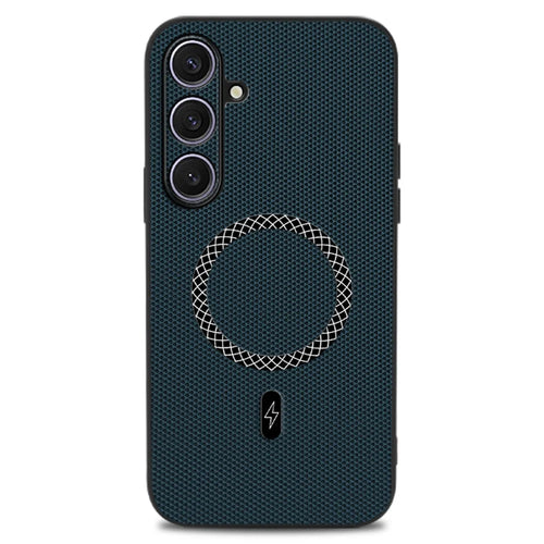 For Samsung Galaxy S25 Case Triangle Texture PU Leather Shockproof Ultra Thin Cover - Blue - 1