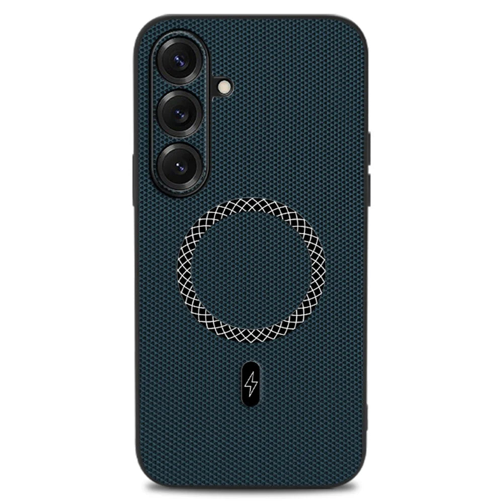 For Samsung Galaxy S26 Case Triangle Texture PU Leather Shockproof Ultra Thin Cover - Blue - 1