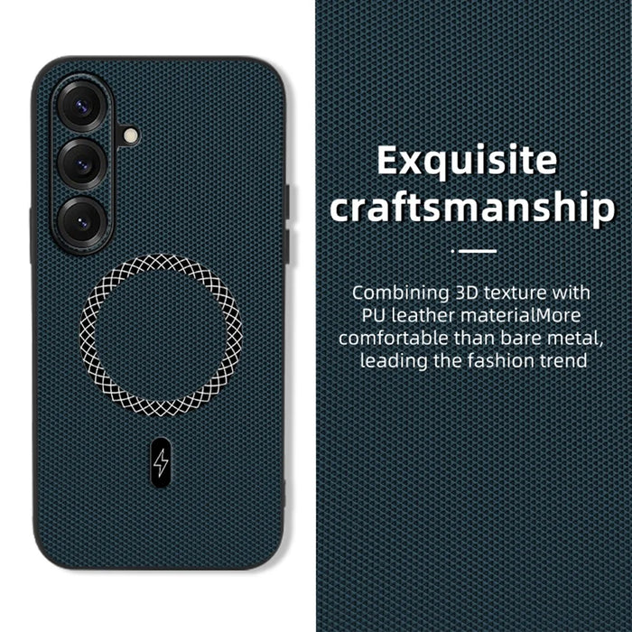 For Samsung Galaxy S26 Case Triangle Texture PU Leather Shockproof Ultra Thin Cover - Blue - 2