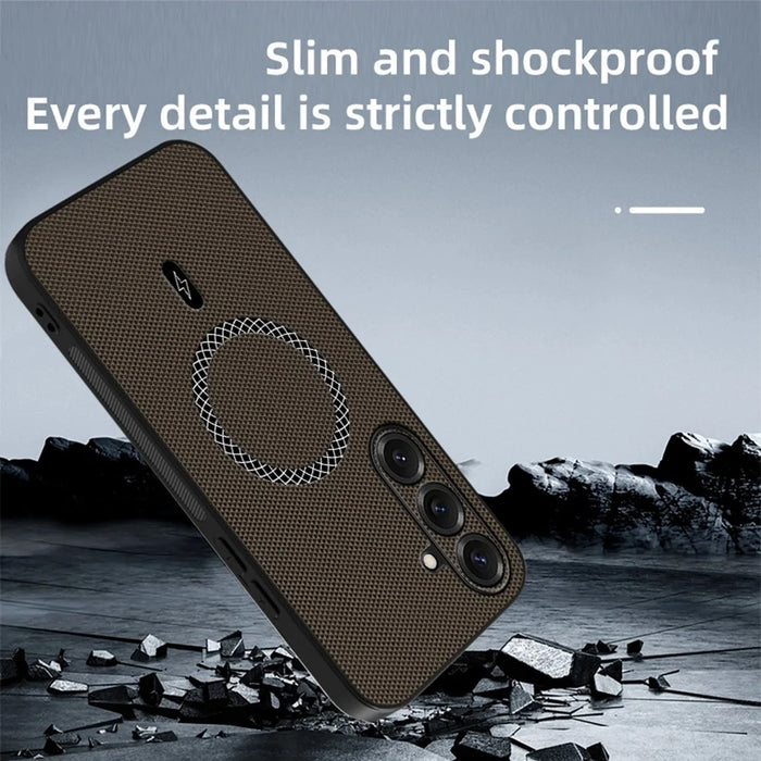 For Samsung Galaxy S26 Case Triangle Texture PU Leather Shockproof Ultra Thin Cover - Blue - 5