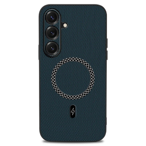 For Samsung Galaxy S26+ Case Triangle Texture PU Leather Shockproof Ultra Thin Cover - Blue - 1