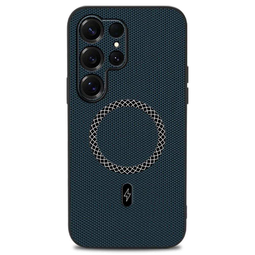 For Samsung Galaxy S26 Ultra Case Triangle Texture PU Leather Shockproof Ultra Thin Cover - Blue - 1
