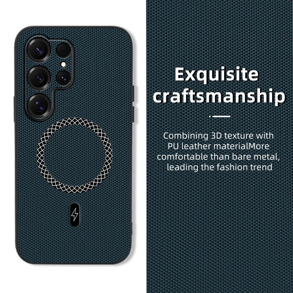For Samsung Galaxy S26 Ultra Case Triangle Texture PU Leather Shockproof Ultra Thin Cover - Blue - 2