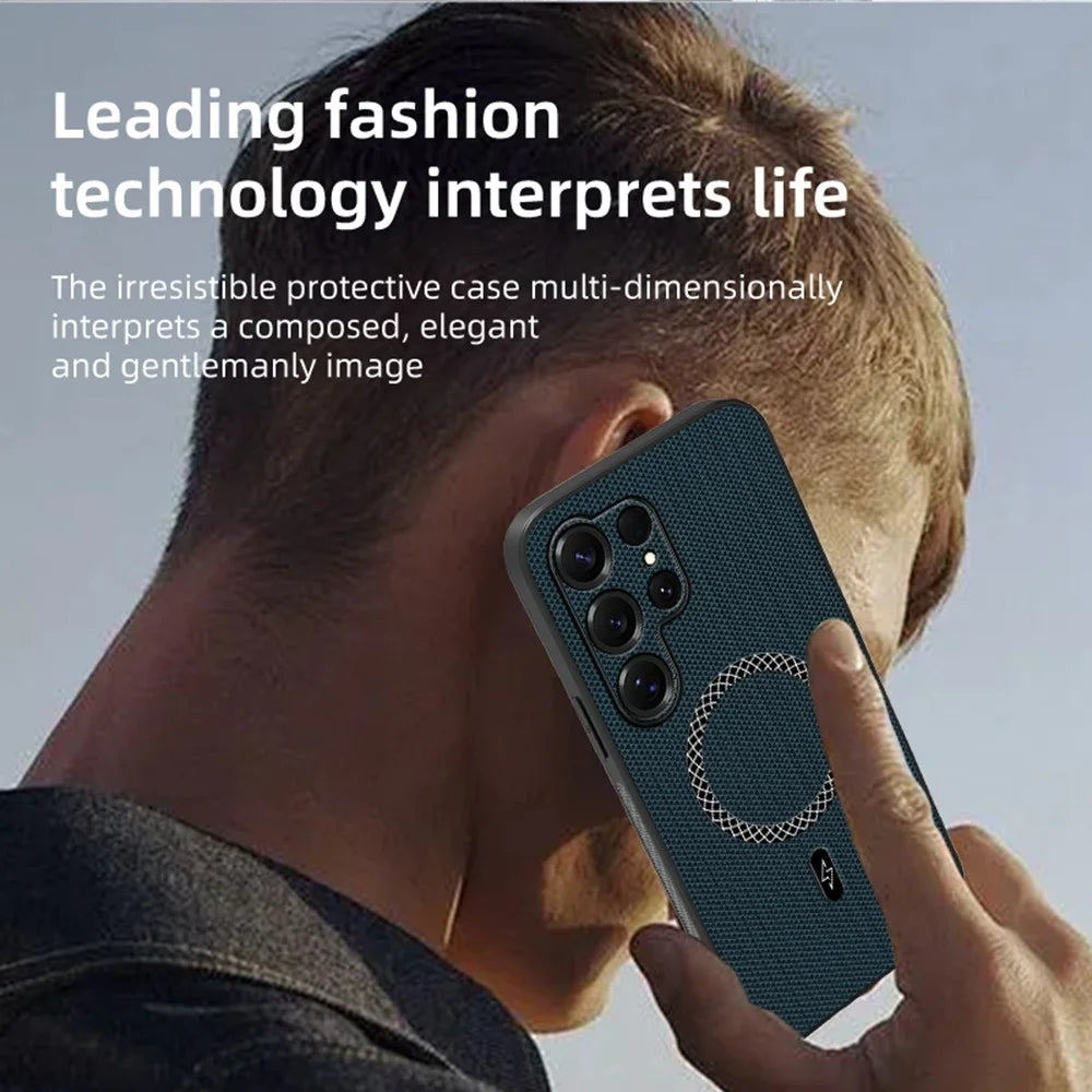 For Samsung Galaxy S26 Ultra Case Triangle Texture PU Leather Shockproof Ultra Thin Cover - Blue - 4
