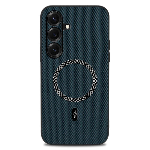 For Samsung Galaxy S25 FE Case Triangle Texture PU Leather Shockproof Ultra Thin Cover - Blue - 1