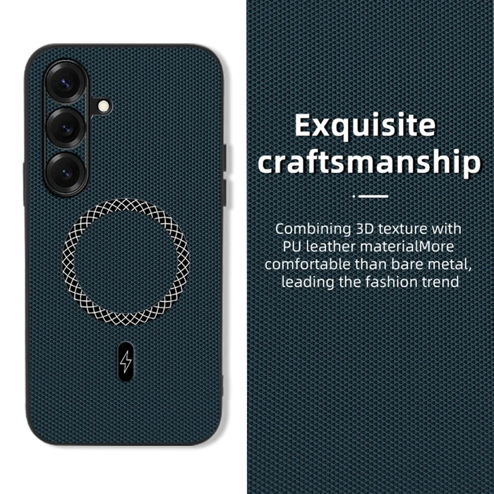 For Samsung Galaxy S25 FE Case Triangle Texture PU Leather Shockproof Ultra Thin Cover - Blue - 2