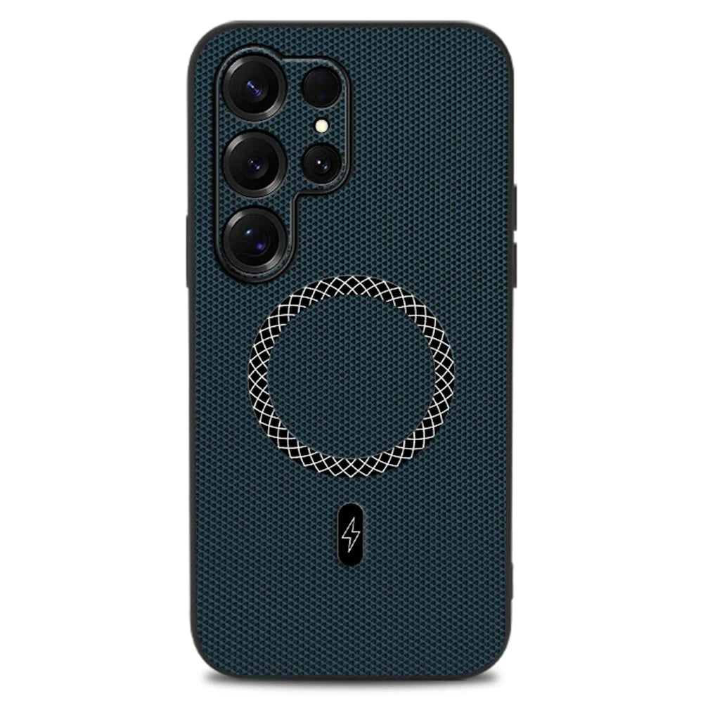 For Samsung Galaxy S25 Ultra Case Triangle Texture PU Leather Shockproof Ultra Thin Cover - Blue - 1