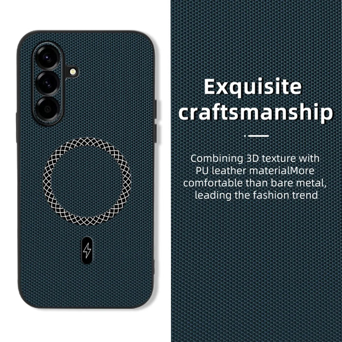 Case For Samsung Galaxy A56 5G  /  A36 5G Triangle Texture PU Leather Shockproof Ultra Thin Cover - Blue - 2