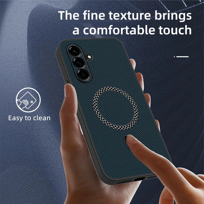 Case For Samsung Galaxy A56 5G  /  A36 5G Triangle Texture PU Leather Shockproof Ultra Thin Cover - Blue - 3