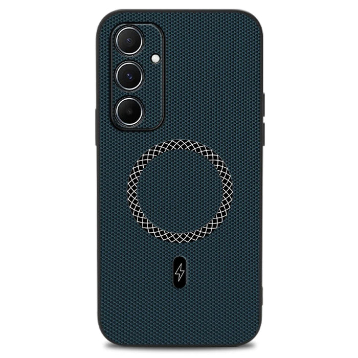 For Samsung Galaxy A55 5G Case Triangle Texture PU Leather Shockproof Ultra Thin Cover - Blue - 1