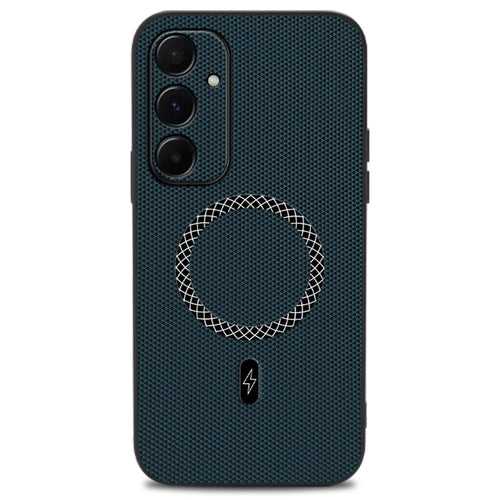 For Samsung Galaxy A35 5G Case Triangle Texture PU Leather Shockproof Ultra Thin Cover - Blue - 1